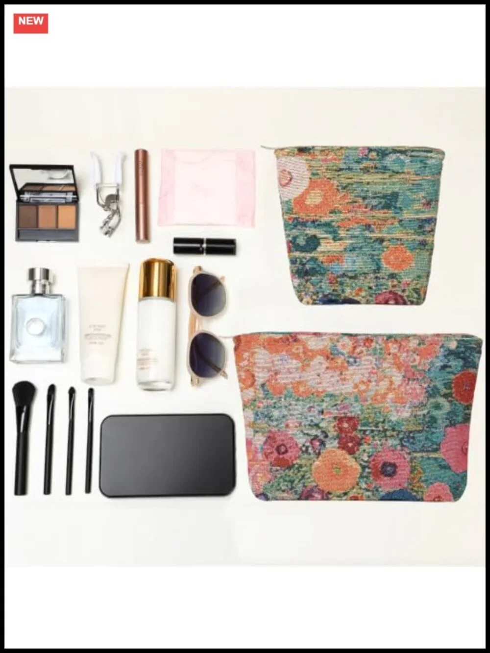 Vintage Cosmetic Bag Oil Painting Floral Portable Travel Makeup Pouch